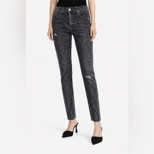 Rag & Bone Snakeskin Print Jeans Distressed Denim Pants Black Size‎ 26
